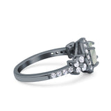 Vintage Style Round Natural Stone Floral Ring