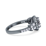 Vintage Style Round Natural Stone Floral Ring