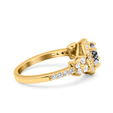 Vintage Style Round Natural Stone Floral Ring