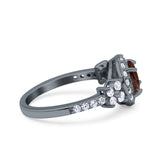 Vintage Style Round Natural Stone Floral Ring