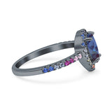 Teardrop Pear Natural Stone Halo Ring