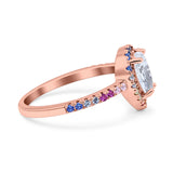 Teardrop Pear Natural Stone Halo Ring