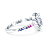 Teardrop Pear Natural Stone Halo Ring