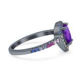 Teardrop Pear Natural Stone Halo Ring