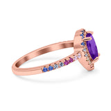 Teardrop Pear Natural Stone Halo Ring