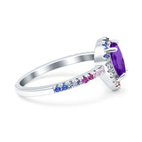 Teardrop Pear Natural Stone Halo Ring