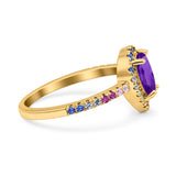 Teardrop Pear Natural Stone Halo Ring