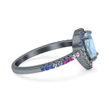 Teardrop Pear Natural Stone Halo Ring