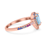 Teardrop Pear Natural Stone Halo Ring