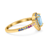 Teardrop Pear Natural Stone Halo Ring