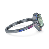 Teardrop Pear Natural Stone Halo Ring