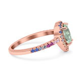 Teardrop Pear Natural Stone Halo Ring