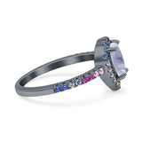 Teardrop Pear Natural Stone Halo Ring