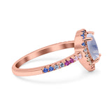 Teardrop Pear Natural Stone Halo Ring