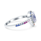 Teardrop Pear Natural Stone Halo Ring