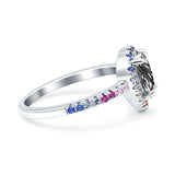 Teardrop Pear Natural Stone Halo Ring