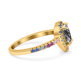 Teardrop Pear Natural Stone Halo Ring