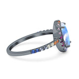 Oval Natural Stone Halo Wedding Ring