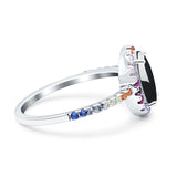 Oval Natural Stone Halo Wedding Ring
