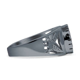 Oval 11mm Celtic Ring Blue Sapphire CZ Solitaire 925 Sterling Silver