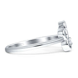 Dog Puppy 9mm Paw Print Solitaire Ring Cubic Zirconia 925 Sterling Silver