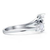 Marquise 9mm Branch Leaf Style Cubic Zirconia Ring 925 Sterling Silver