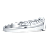 Key Hole Band 6mm Cluster Cubic Zirconia Ring 925 Sterling Silver