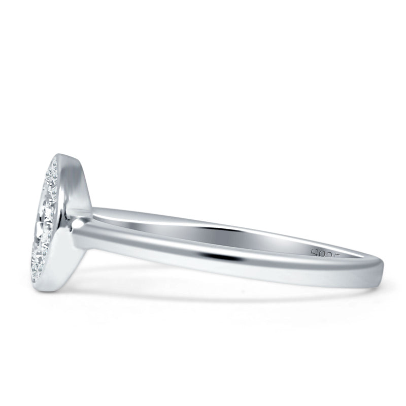 Minimalist 8mm Open Circle Ring Cubic Zirconia 925 Sterling Silver
