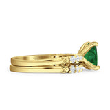 Art Deco 8mm Princess Cut Green Emerald CZ Stackable Ring 925 Sterling Silver