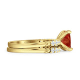 Art Deco 8mm Princess Cut Garnet CZ Stackable Ring 925 Sterling Silver