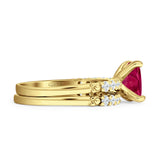 Art Deco 8mm Princess Cut Ruby CZ Stackable Ring 925 Sterling Silver