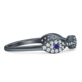Art Deco 4mm Evil Eye Marquise Band Cluster Cubic Zirconia 925 sterling Silver