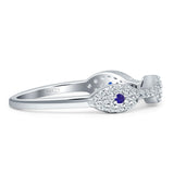 Art Deco 4mm Evil Eye Marquise Band Cluster Cubic Zirconia 925 sterling Silver