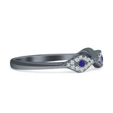 Half Eternity 4mm Cluster Round Cubic Zirconia Bands 925 Sterling Silver