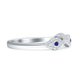 Half Eternity 4mm Cluster Round Cubic Zirconia Bands 925 Sterling Silver