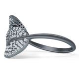 Leaf 10mm Bypass Ring Cluster Cubic Zirconia 925 Sterling Silver