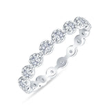 Minimalist 3mm Full Eternity Cubic Zirconia Flower Ring 925 Sterling Silver