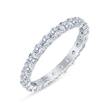 Minimalist 2.3mm Round Cubic Zirconia Full Eternity Band 925 Sterling Silver