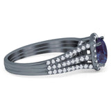 Art Deco Round Natural Stone Stackable Ring