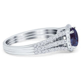 Art Deco Round Natural Stone Stackable Ring