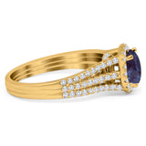 Art Deco Round Natural Stone Stackable Ring