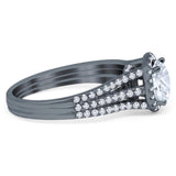 Art Deco Round Natural Stone Stackable Ring