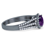 Art Deco Round Natural Stone Stackable Ring