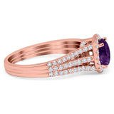 Art Deco Round Natural Stone Stackable Ring