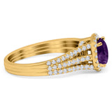 Art Deco Round Natural Stone Stackable Ring