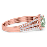 Art Deco Round Natural Stone Stackable Ring