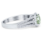 Art Deco Round Natural Stone Stackable Ring