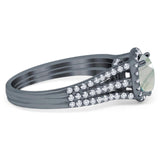 Art Deco Round Natural Stone Stackable Ring