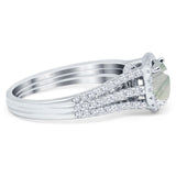 Art Deco Round Natural Stone Stackable Ring