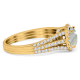 Art Deco Round Natural Stone Stackable Ring